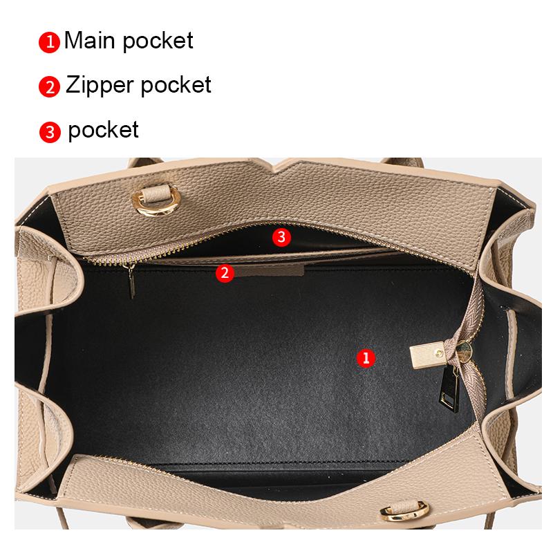 Soft Genuine Cowhide Handbag For Women Large Capacity Multi Pocket Shoulder Bag Light Luxury Portable Office Travel Pursed