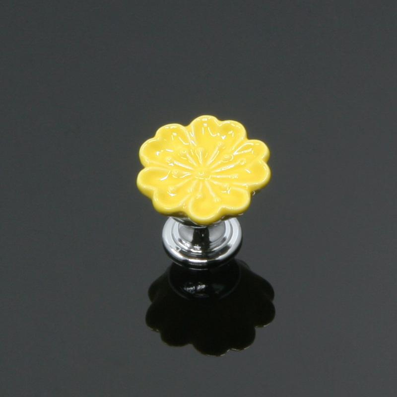 KAK Orchid Ceramic Handles Drawer Knobs Kitchen Cupboard Door Handles for Kids Room Cabinet Handles with screws Furniture Handle