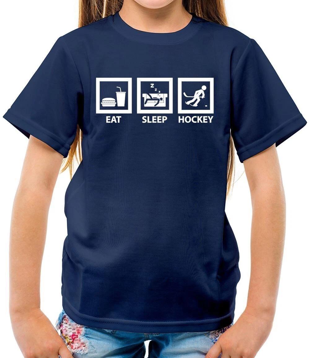 Eat Sleep Ice Hockey - Kids Boys Girls T-Shirt Tees Top Player Fan Skate Skater Adhesive Love 100