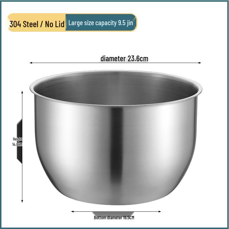 304 Stainless Steel Non-Slip Deep Mixing Bowl with Anti-Splash Design for Baking, Salads, and Cold Dishes