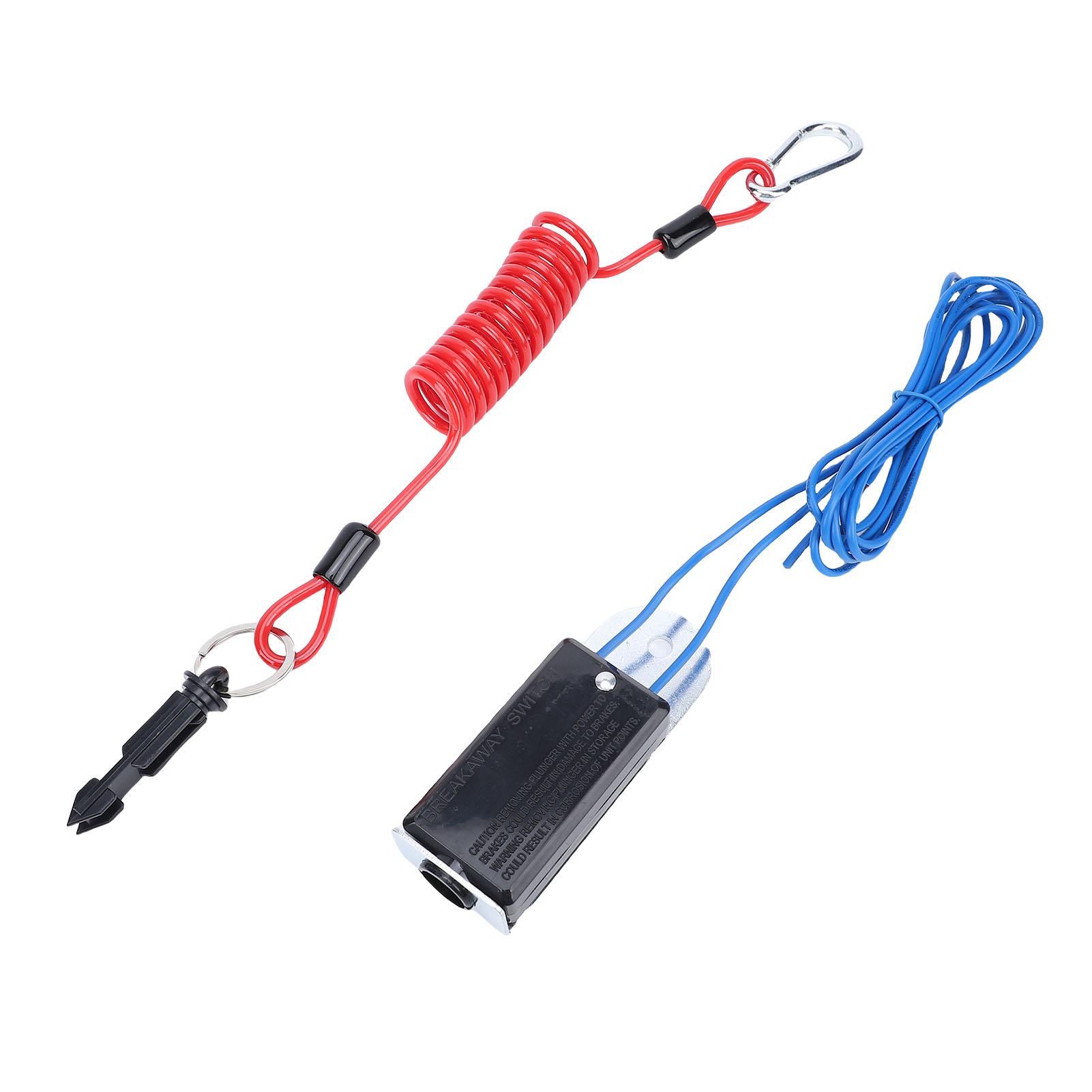 Trailer Breakaway   4FT Breakaway Coiled Cable with Pin Emergency Electric Break   For RV Boat Trailer
