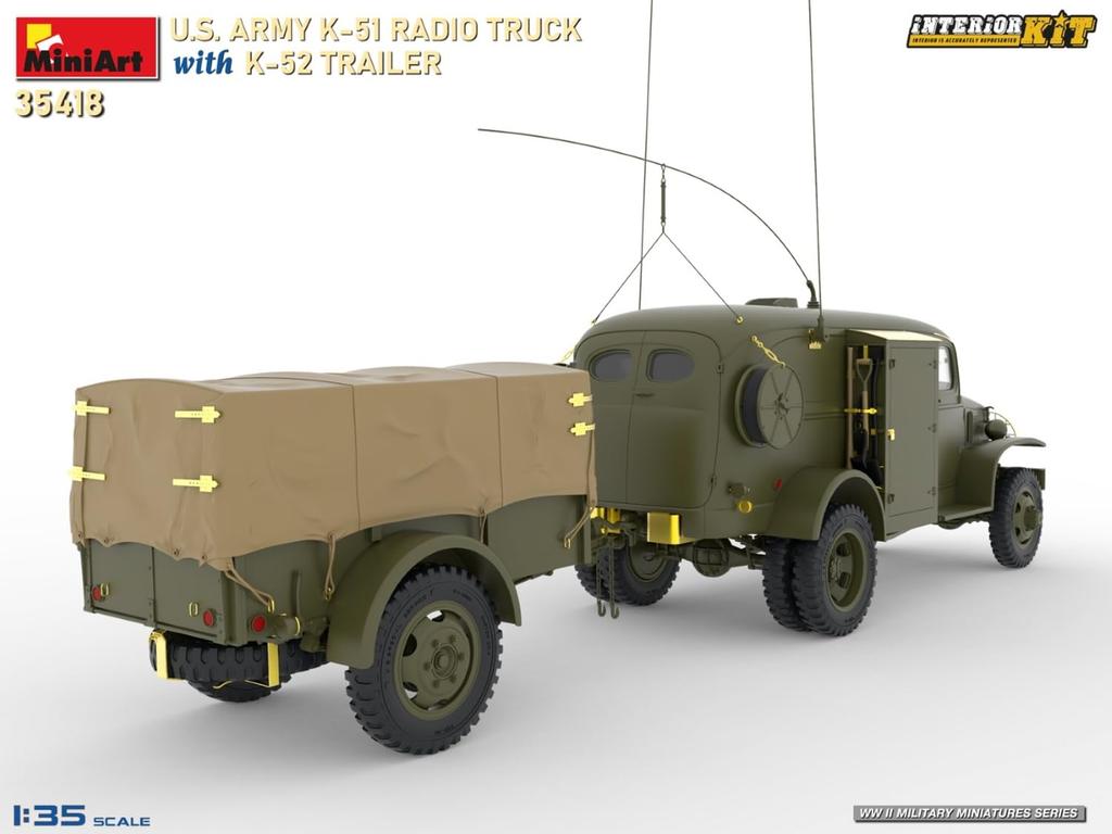 Miniart Scale American Radio Truck and Trailer Interior Kit Plastic Model Kit MA35418 1/35 K-51 K-52