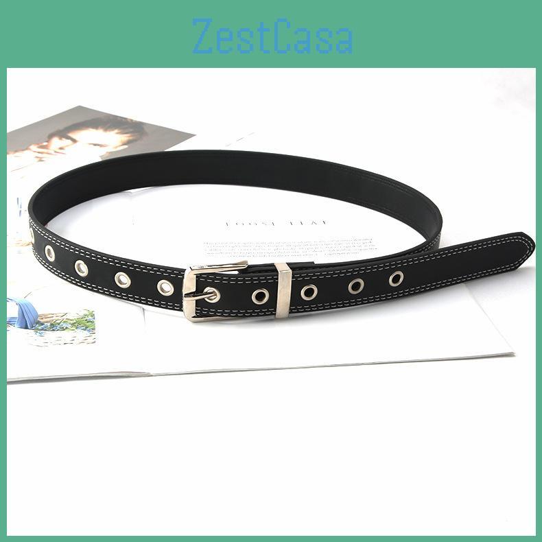 Retro Black Faux Leather Belt Women's Korean Version Minimalist Versatile Student Belt Metal Belt Women's Stock