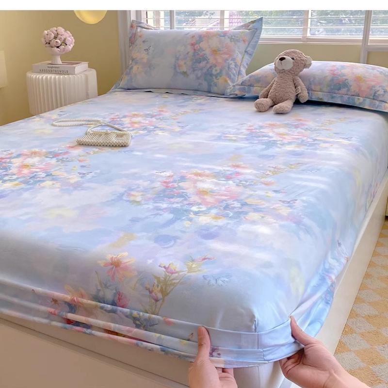 Baumwolle Bedruckte Spannbettlaken für Zuhause Bett Staubdichte Schutzhülle Einzel Doppel Queen King Bett Matratzenbezug