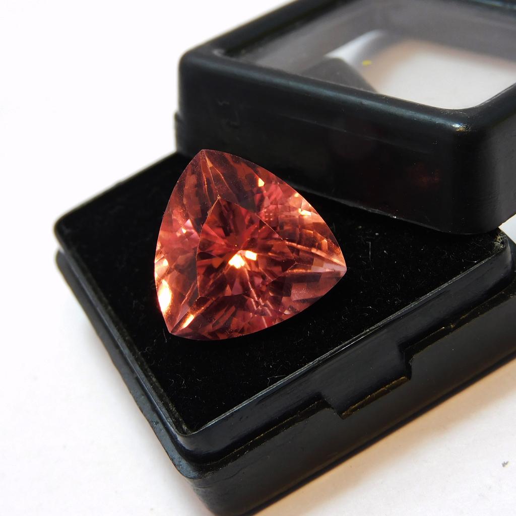 12.20 Carat Padparadscha Sapphire Trillion Cut Natural Loose Gemstones