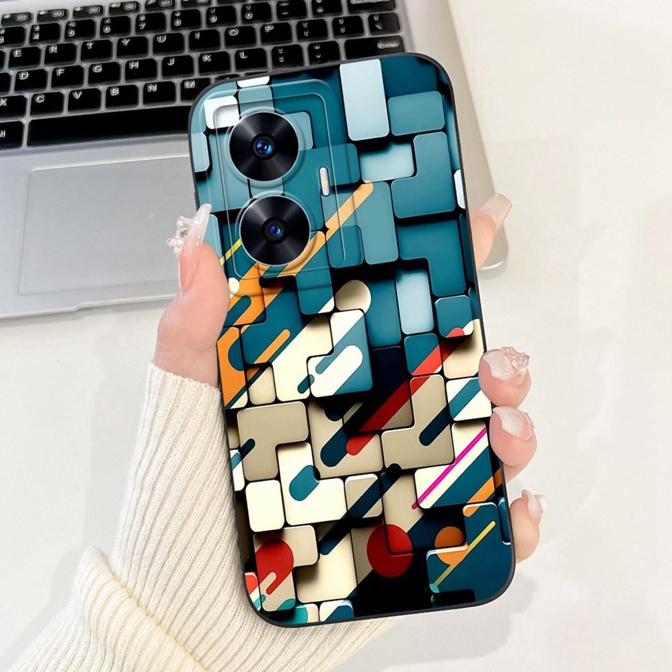 For Realme C55 Case RMX3710 Silicone Cute Cat Fashion Butterfly Flowers Love Painted Cover For Realme Narzo N55 Phone Case Funda