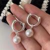 New Cute Pearl Studs Hoop Earrings For Women  Color Eardrop Minimalist Tiny Huggies Hoops Wedding Fashion Jewelry Gift