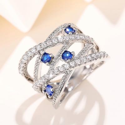 Huitan Fancy Cross Rings for Women  Color Full Bling Iced Out Sparkling Cubic Zirconia Ring Party Temperament Lady Jewelry