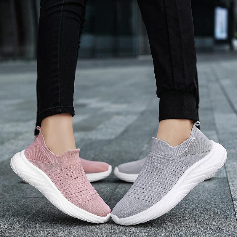 25 Spring Breathable Fly Weaving Casual Convenient and Comfortable Sports Shoes Couple Men's and Women's Socks Shoes One Pedal Shoes