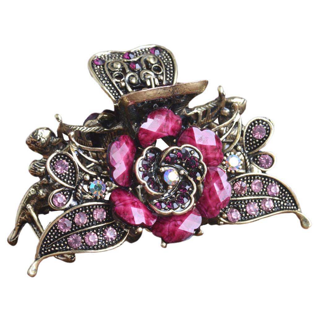 4x Diamante Turquoise Jaw Clip Womens Metal Updo Hair Clamp Barrette