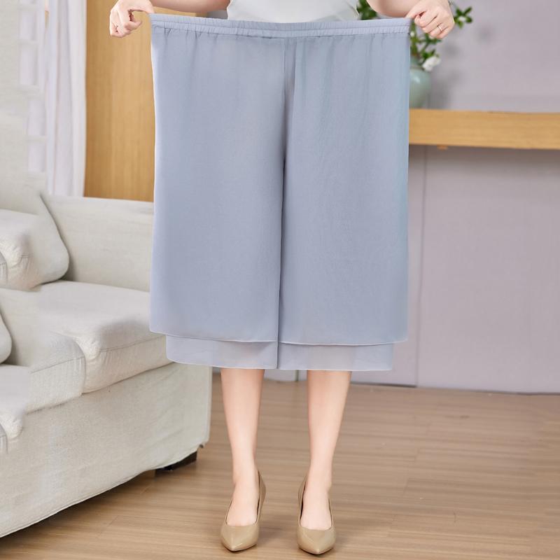 Plus Size 3XL-8XL Summer Chiffon Oversize 2 Piece Sets Women Clothes Casual Elegant Loose Wide Legs Pant Sets