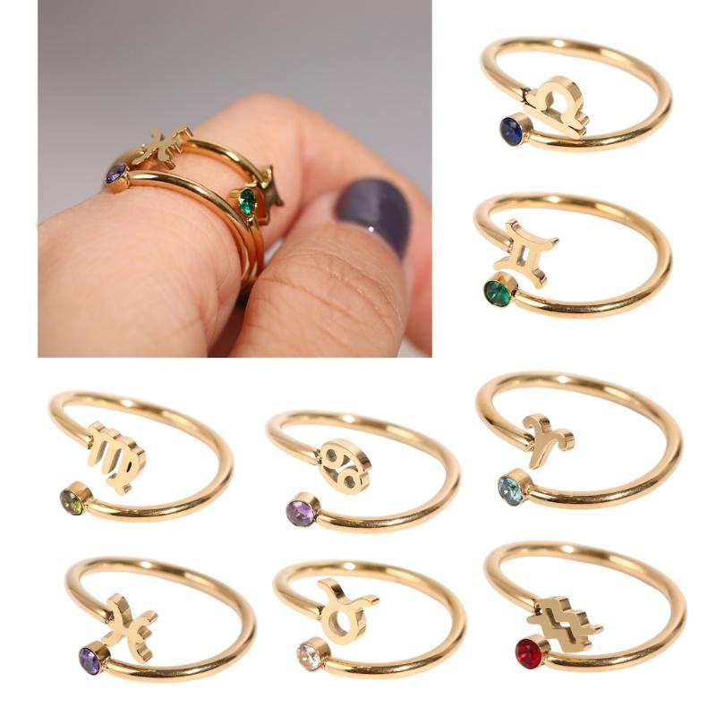 Unique Zircon Constellations Rings Adjustable Finger Rings Fashion Open Rings Statement Jewelry Simple Knuckles Rings