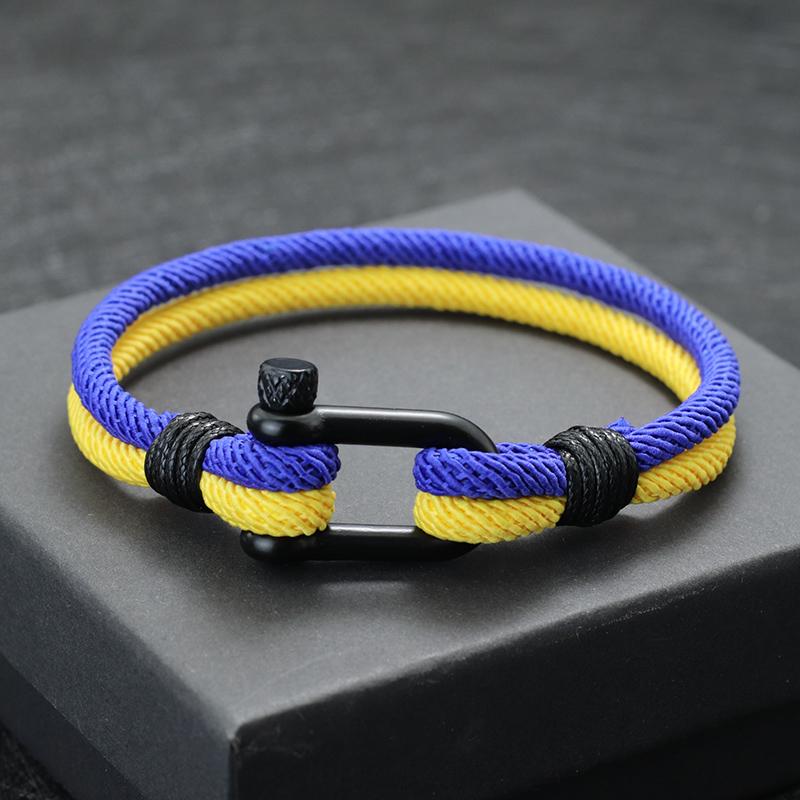 Fashion Mens Bracelet Rope Ukrainian Symbol Braclet Bicolor Matching Macrame Braslet Festival Accessories Brazil Pulseras Homme