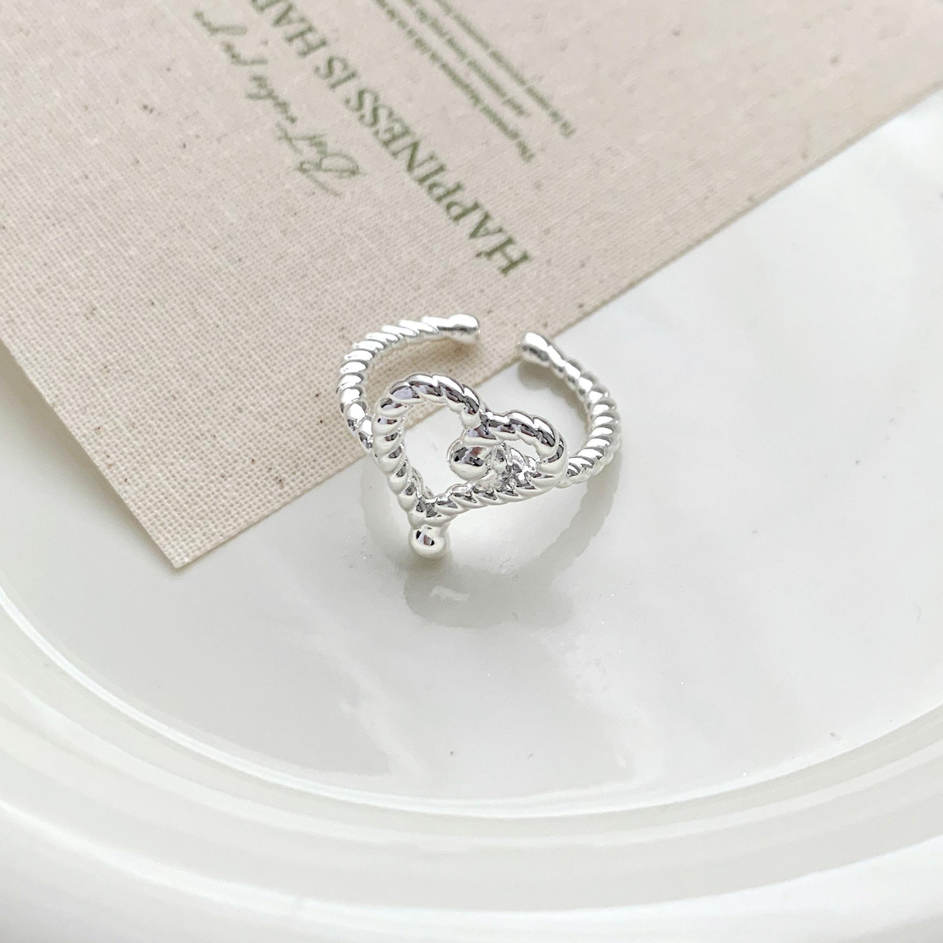 Minimalist Geometric Multi-layer Twisted Heart Line Ring for Women - Elegant Openable Index Finger Design Adjustable Opening