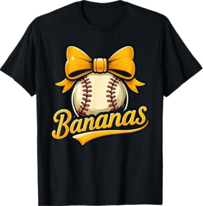 Retro Banana Coquette Bow Yellow Bananas tee T-Shirt S