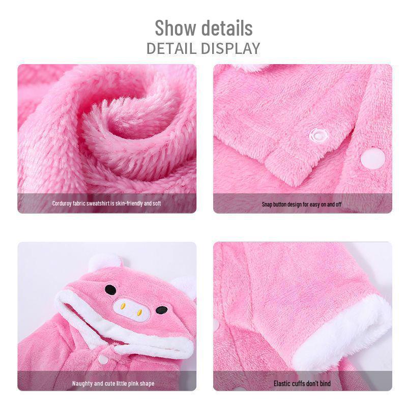 Pig Plush Fleece Costume for Cats & Small Dogs - Autumn/Winter Apparel