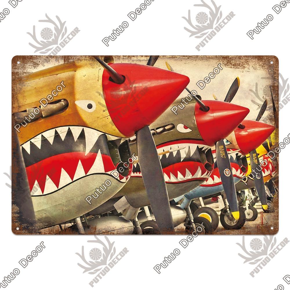 Putuo Decor Shark Sign Metal Signs Vintage Tin Sign Funny Warning Movie Poster for Bar Pub Kitchen Club Man Cave Wall Decoration