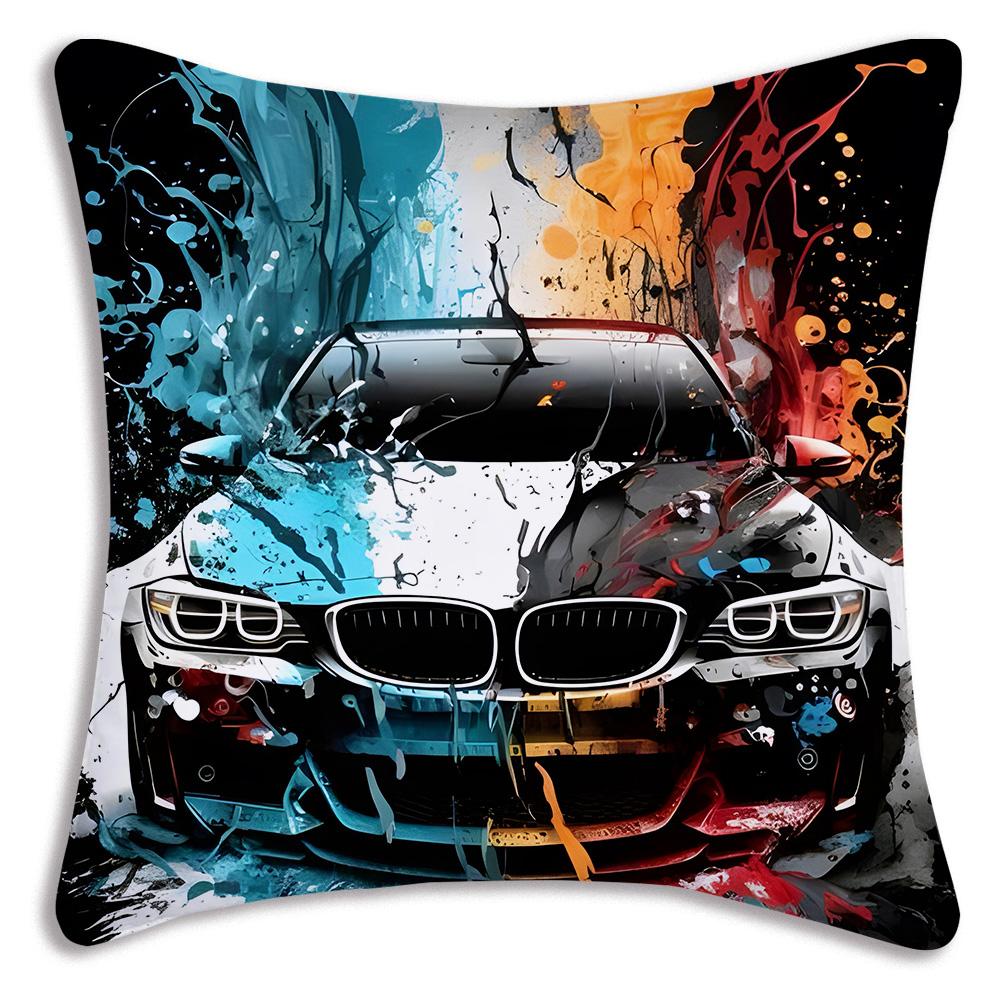 Racing cool sports car Pillow Covers Cartoon Sofa Decorative Home Double-sided Printing Short Plush Cute Cushion Cover
