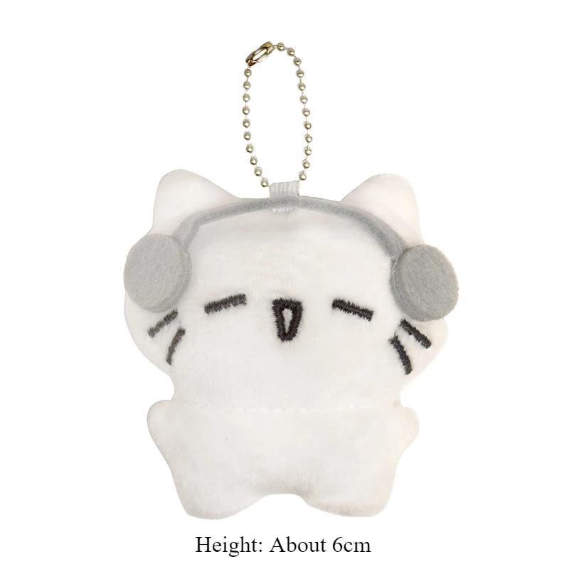 1-20PCS Cute Headphones Kitten Couple Keychain Mini Crying Cat Doll Plush Keyring Cartoon Bag Pendant Charms Party Favours