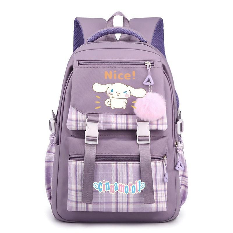 Cinnamoroll Kids School Backpack Boys Girls Large Capacity 20-35L Nylon Dual Strap Bag With Arc Shoulder Straps