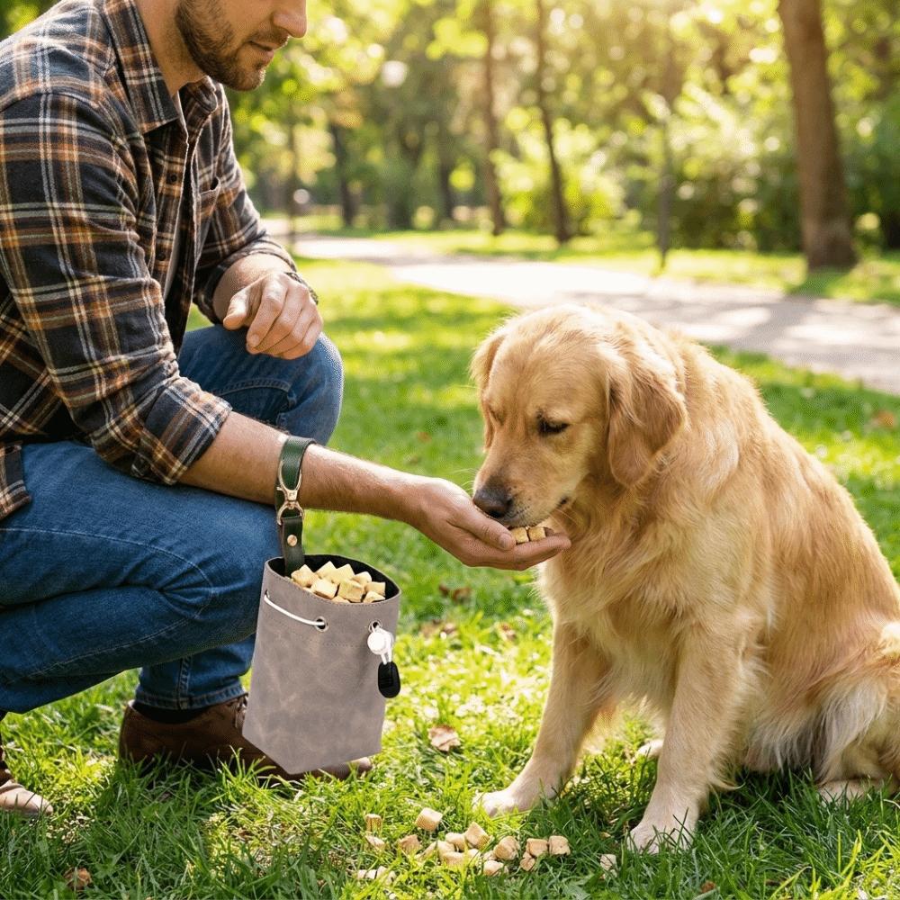 Leak-proof Dog Treat Pouch Waterproof PU Food Dispenser Bag Pet Snack Pouch  Travel