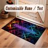 Abstract Geometric Theme Crystal Velvet Floor Rug Personalized Custom Name Text Warm Carpet Home Decoration