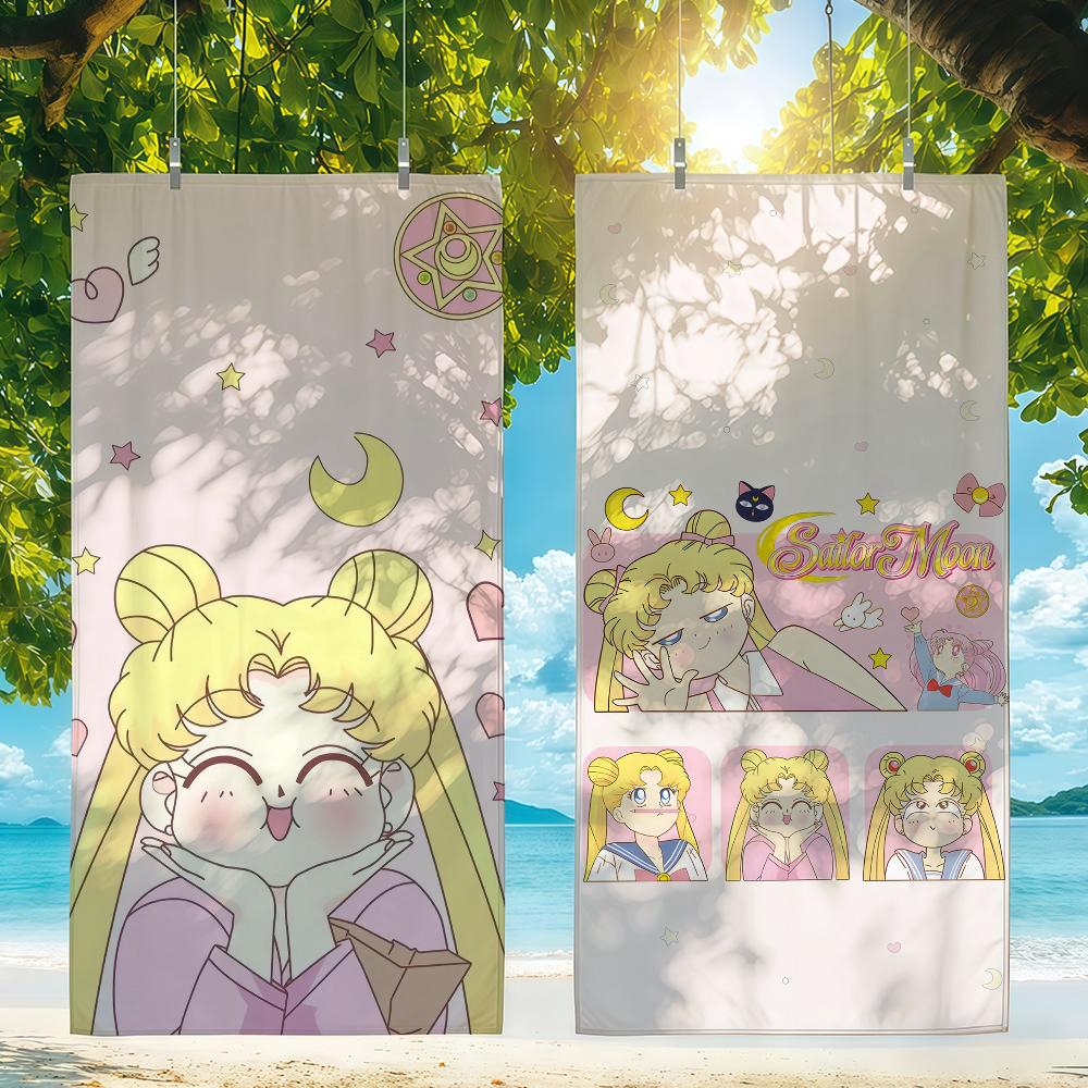 Comic S-Sailor M-Moon Towel For Swim Yoga Gym Quick Drying Soft and skin-friendly Beach Towels All-Season