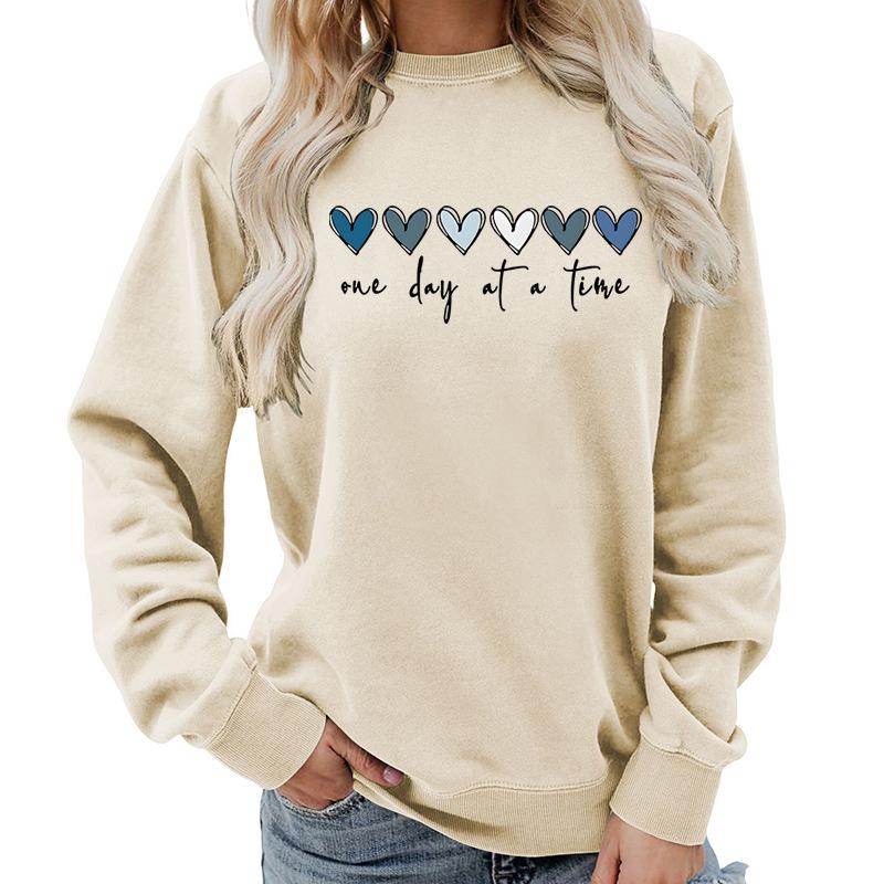 Women's Crew Neck Long Sleeve Loose Fit Sweatshirts Casual Letter Print Pullover Tops