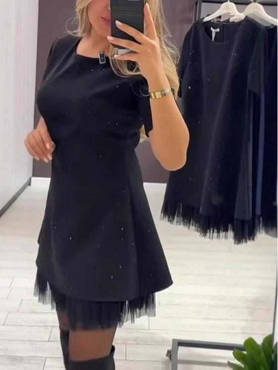 2025 European Rhinestone Mesh Pleated Dress - Spring/Summer Collection