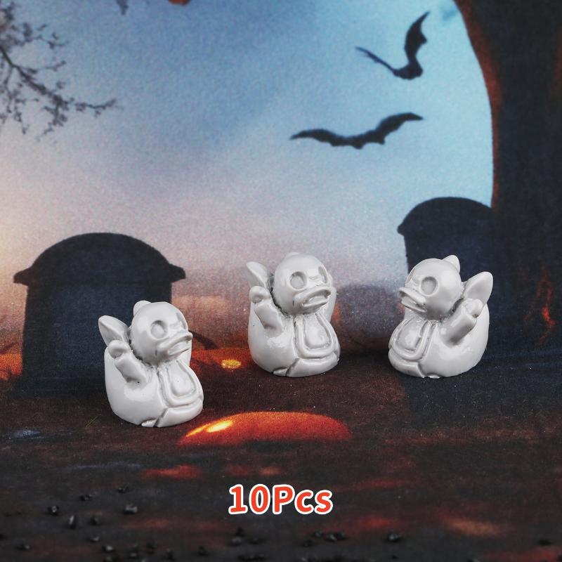 10Pcs Halloween Pumpkin Duck Micro Landscape Resin Ornament Devil Duck Halloween Carnival Party Gift Home Desktop Decoration