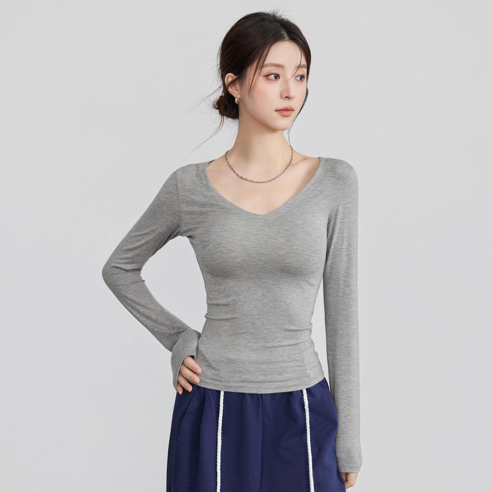 

Yoga Wear: Slim-Fit Ribbed Long Sleeve High-Stretch Sportswear for Autumn/Winter Fitness & Running M (Recommended weight 95-105 jin) світло-сірий колір