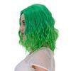 Synthetic Hair Cosplay Short Wavy Wig with Bangs Halloween Drag Queen Party Curly Green Costume Wigs for Women Heat Resistant