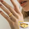 Vnox Star Stamp Ring for Women, Gold Color Stainless Steel Signet Round Top Ring with AAA CZ Stone, Chic Minimalist Heavy Ring