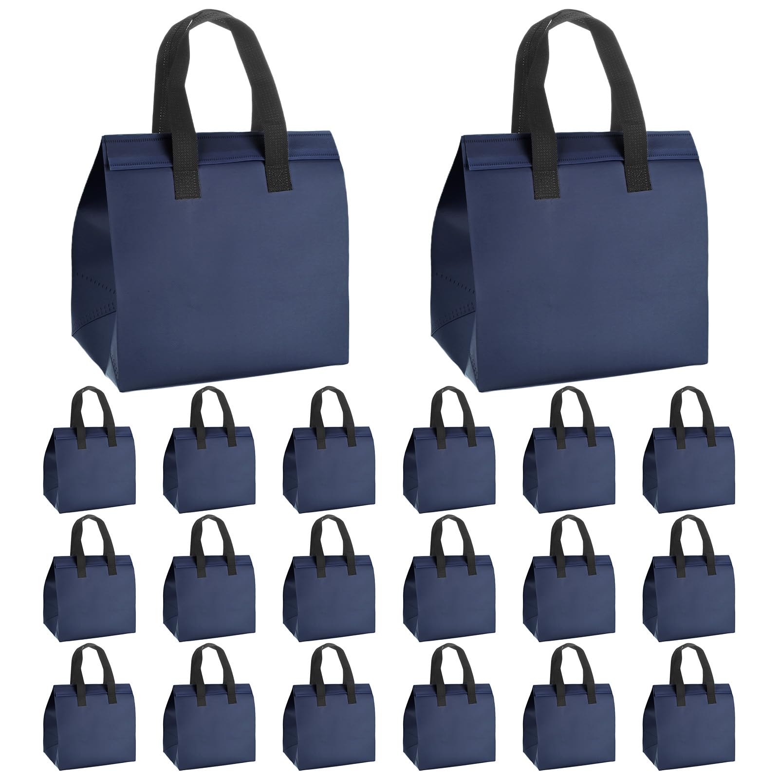 TIXIPEM Insulated Takeout Bags Commercial Insulated Food Cooler Bags for Frozen and Fresh Food Storage Blue [20-Pack] - Hot/Cold Foods, Foods, - [Navy