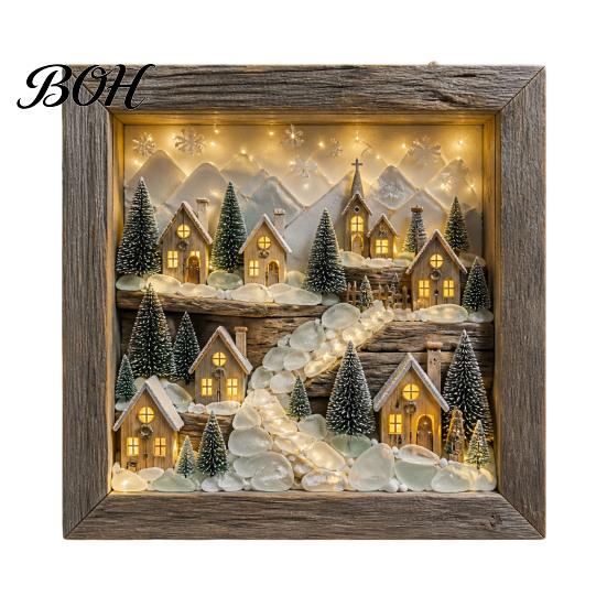 Exquisite Design Ornament Sea Glass Art Painting with LED Light, DIY Mosaic Arts and Craft Kit, Picture Frame Lamp Ocean Themed Beach Kit for