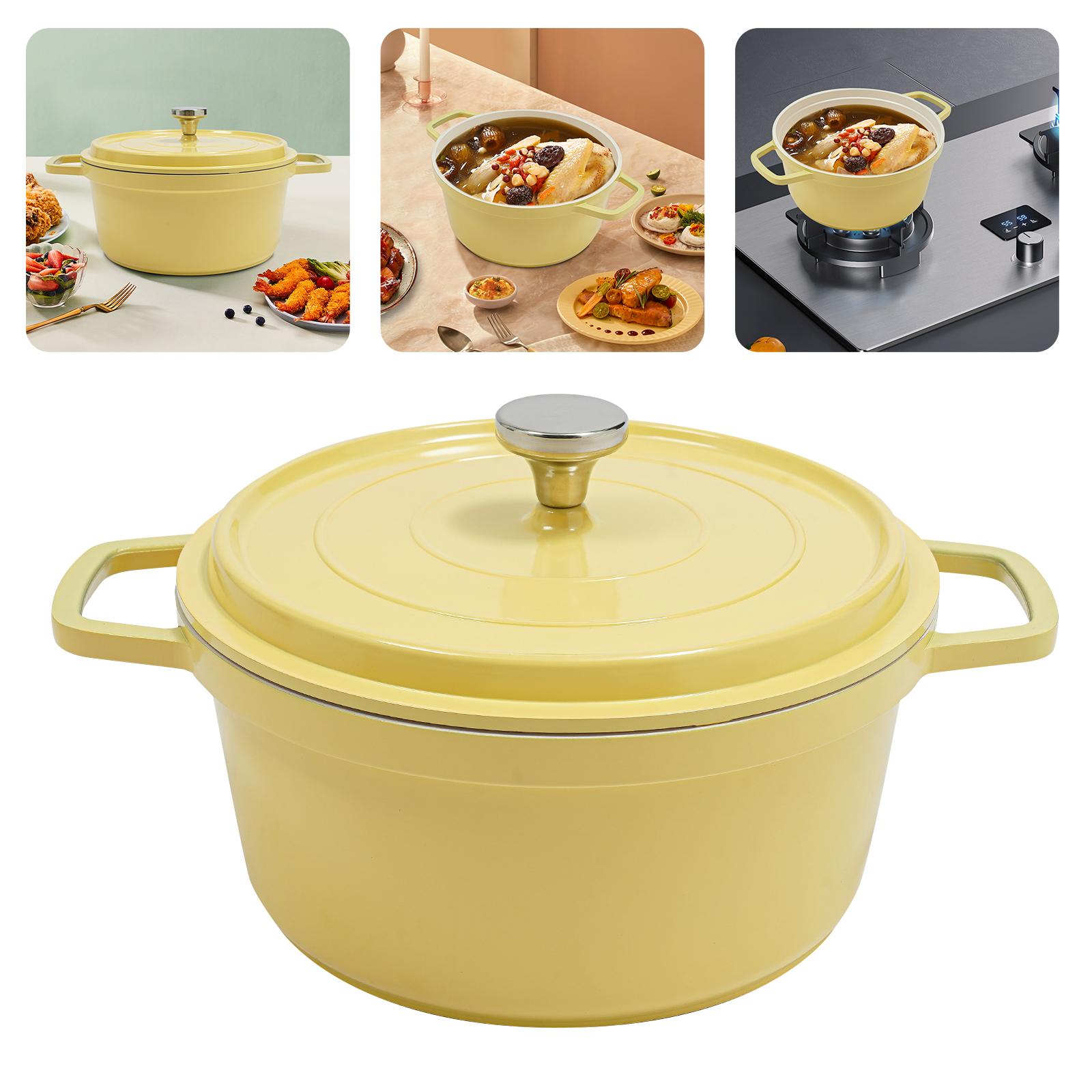 

Red/Yellow Aluminum Alloy Stew Pot with Lid,24cm Round 4L Ceramic Stew Pot Applicable 1-4 for Gas Stoves,Induction Cookers 4-5L жовтий