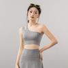 European and American Spring and Autumn New Style One-Shoulder Fitness Bra for Women, Sports Casual One-Shoulder Yoga Fitness Sports Skirt Two-Piece