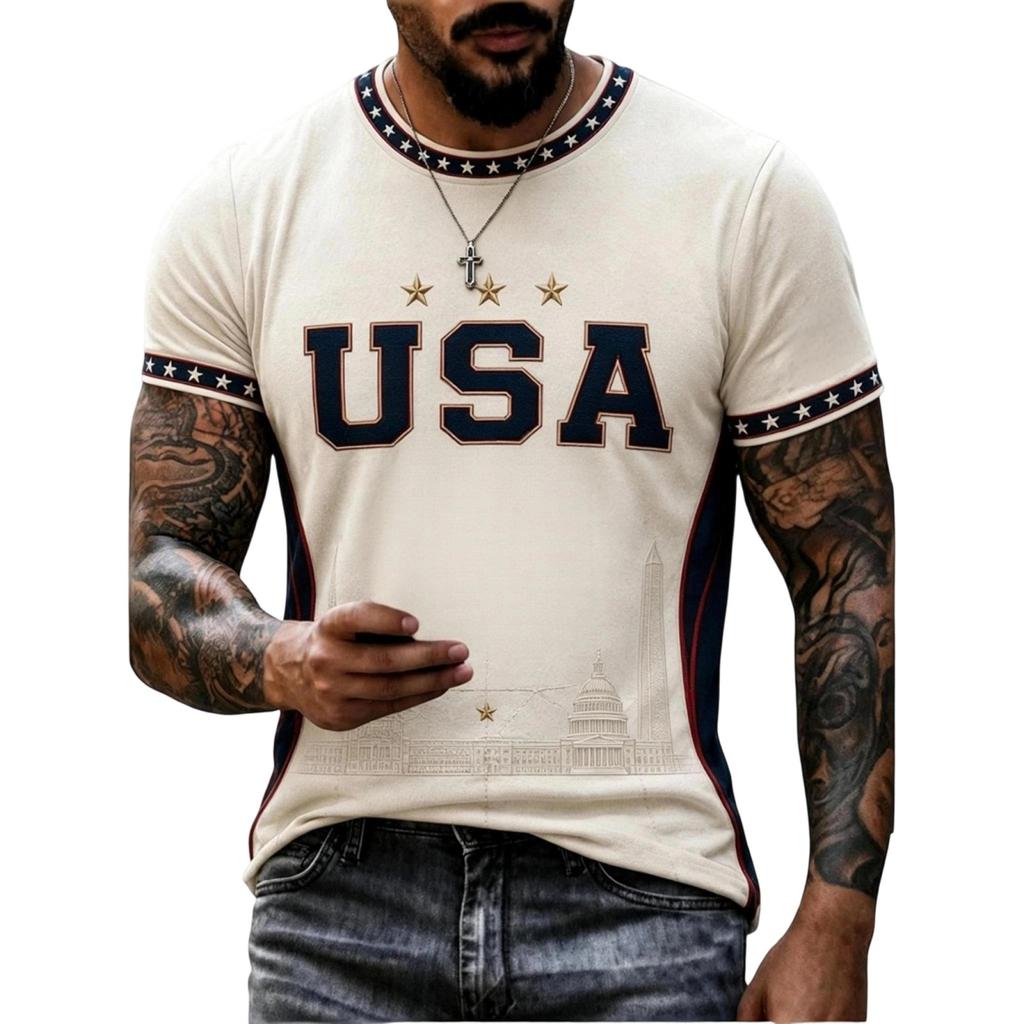 Men's Football Print Short Sleeve T-Shirt for Day Casual Wear