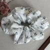 French Floral Embroidered Scrunchies For Women Soft Fabric Hair Ties Elegant Hair Accessories Ponytail Holder Ornament