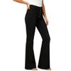 Women's Casual Jeans with Button Patch Pockets - Denim Flared Pants