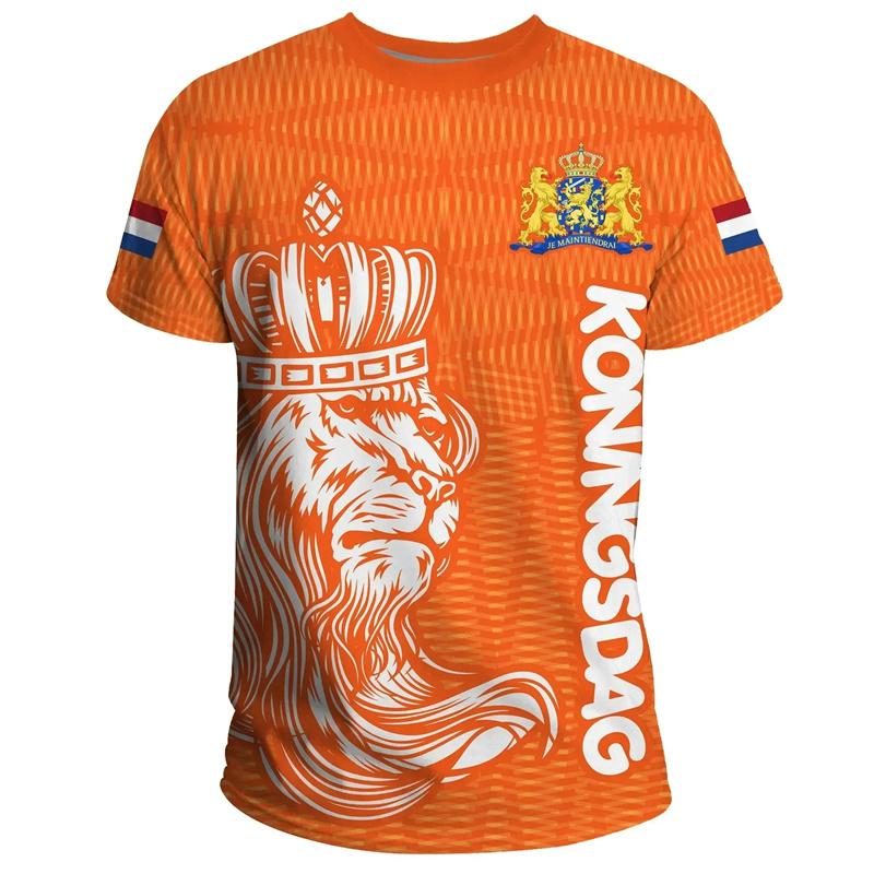 Niederlande Nationales Wappen Herren T-Shirt Heißer Verkauf 3D Gedruckt Sommer Holland Kurzarm Mode Fußball Sport Niederländische T-Shirts