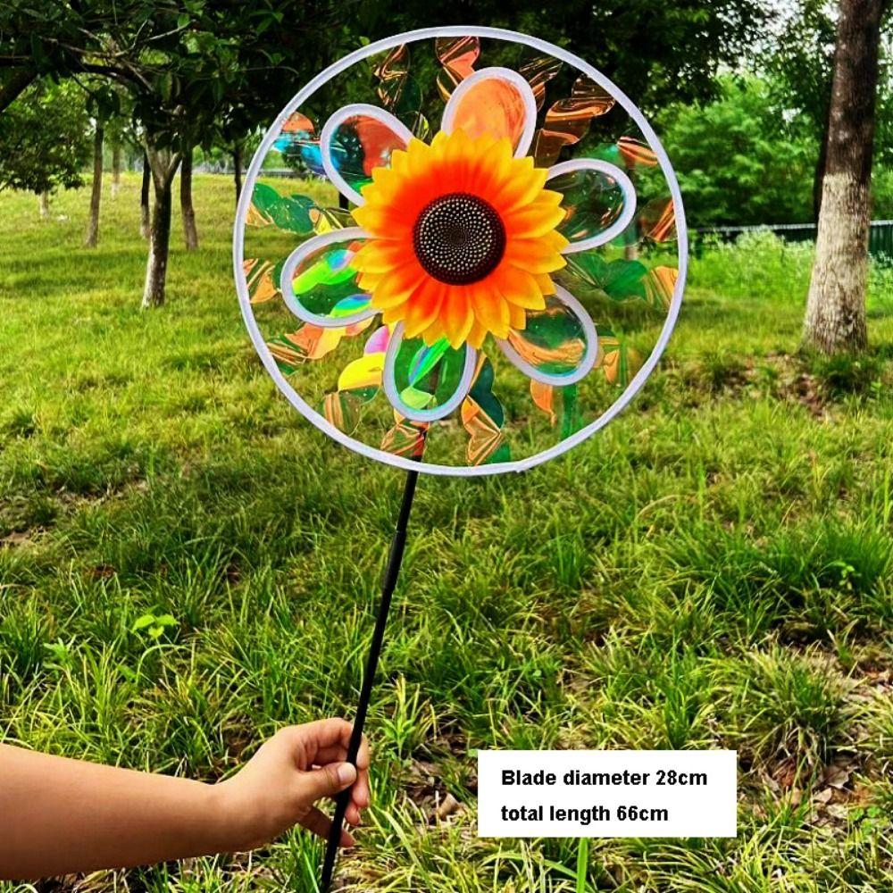 Multistyles Sunflower Windmill PVC Stake Standing Lawn Flower Pinwheel  Outdoor Party Picnic Decor