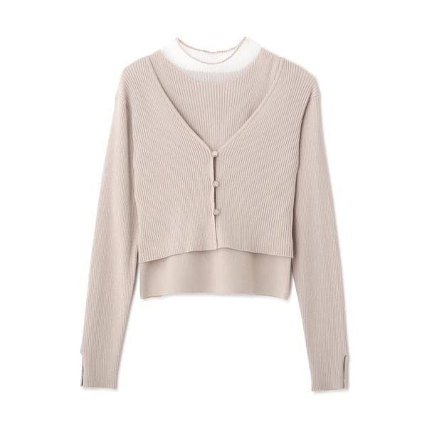 Jill by Jill Stuart Women's Sheer Neck Layered Cardigan, Green