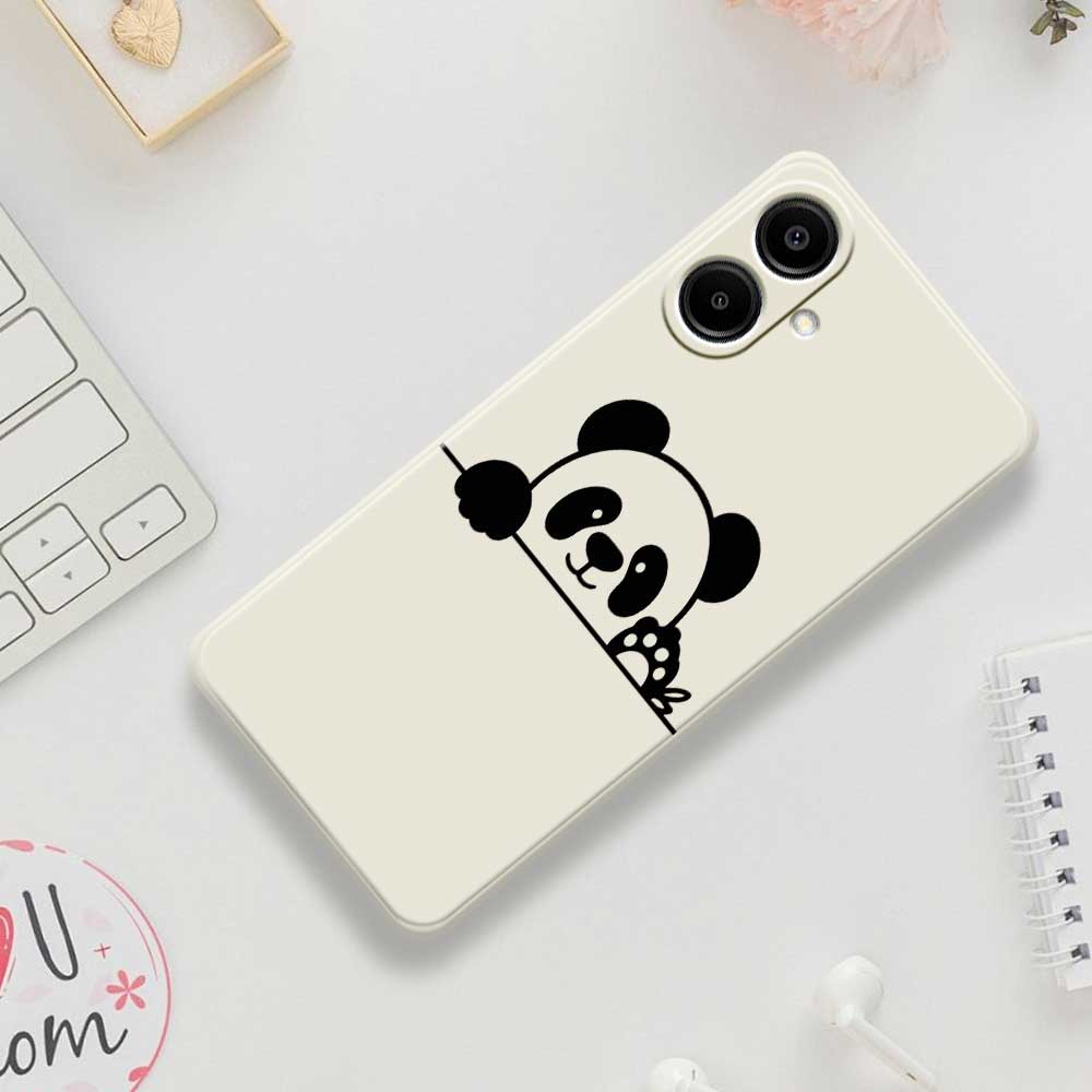 For Samsung Galaxy A07 4G Case Panda Head Pattern Printing Straight Edge TPU Phone Back Cover