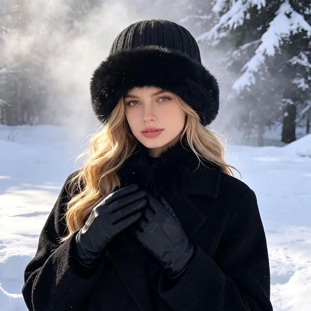 Windproof Knit Beanie Hat Cold-Resistant Warm Knitted Cap Stylish Slouchy Winter Hat  Outdoor Wear