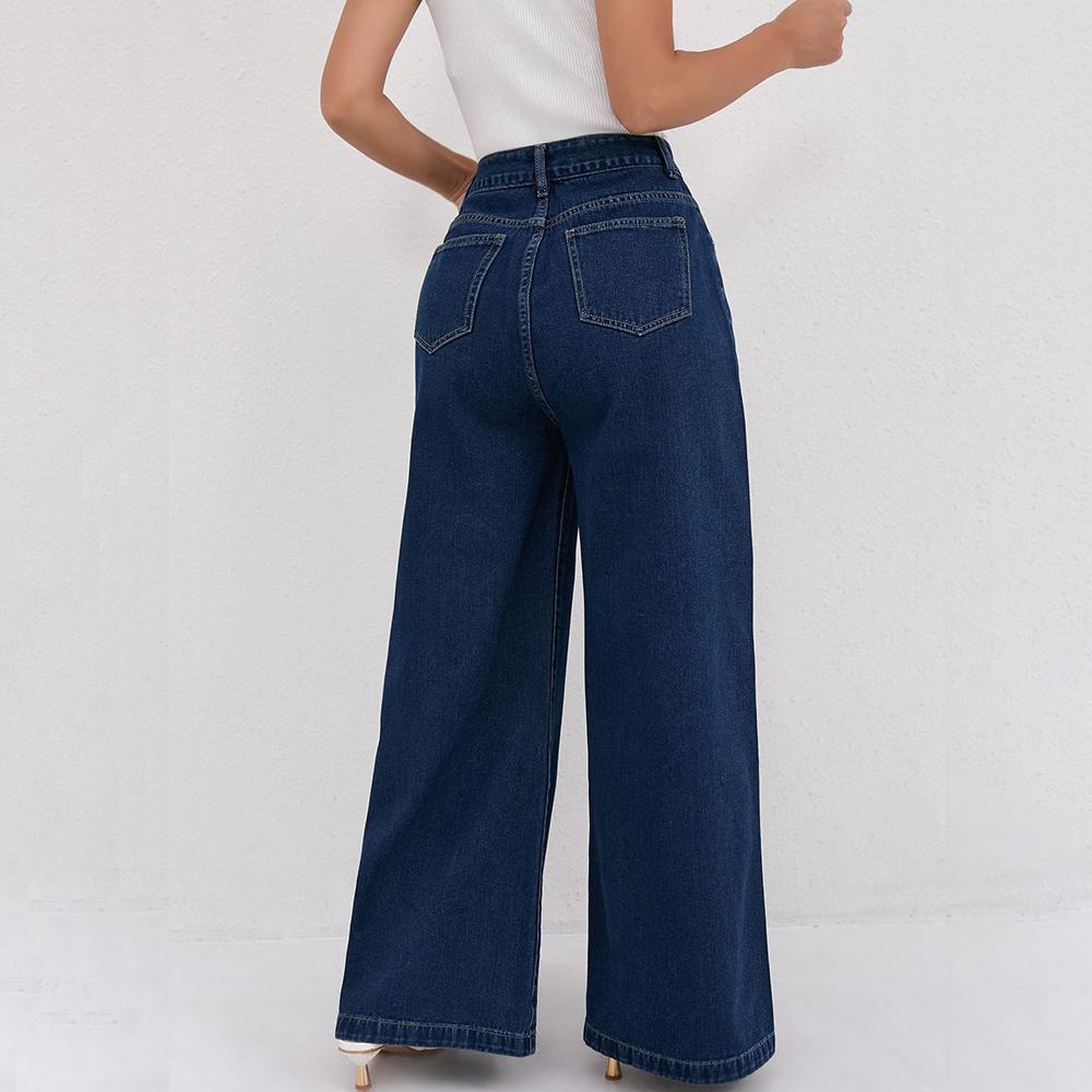Puffanpop Women's Wide Leg Jeans High Waisted Denim Pants Loose Straight Boyfriend Jeans Plus Size Weekend Casual Denim Trousers