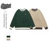 QIYOU 2025 Unisex Retro Patchwork Color Block Sweater - Autumn/Winter Casual Knitwear.