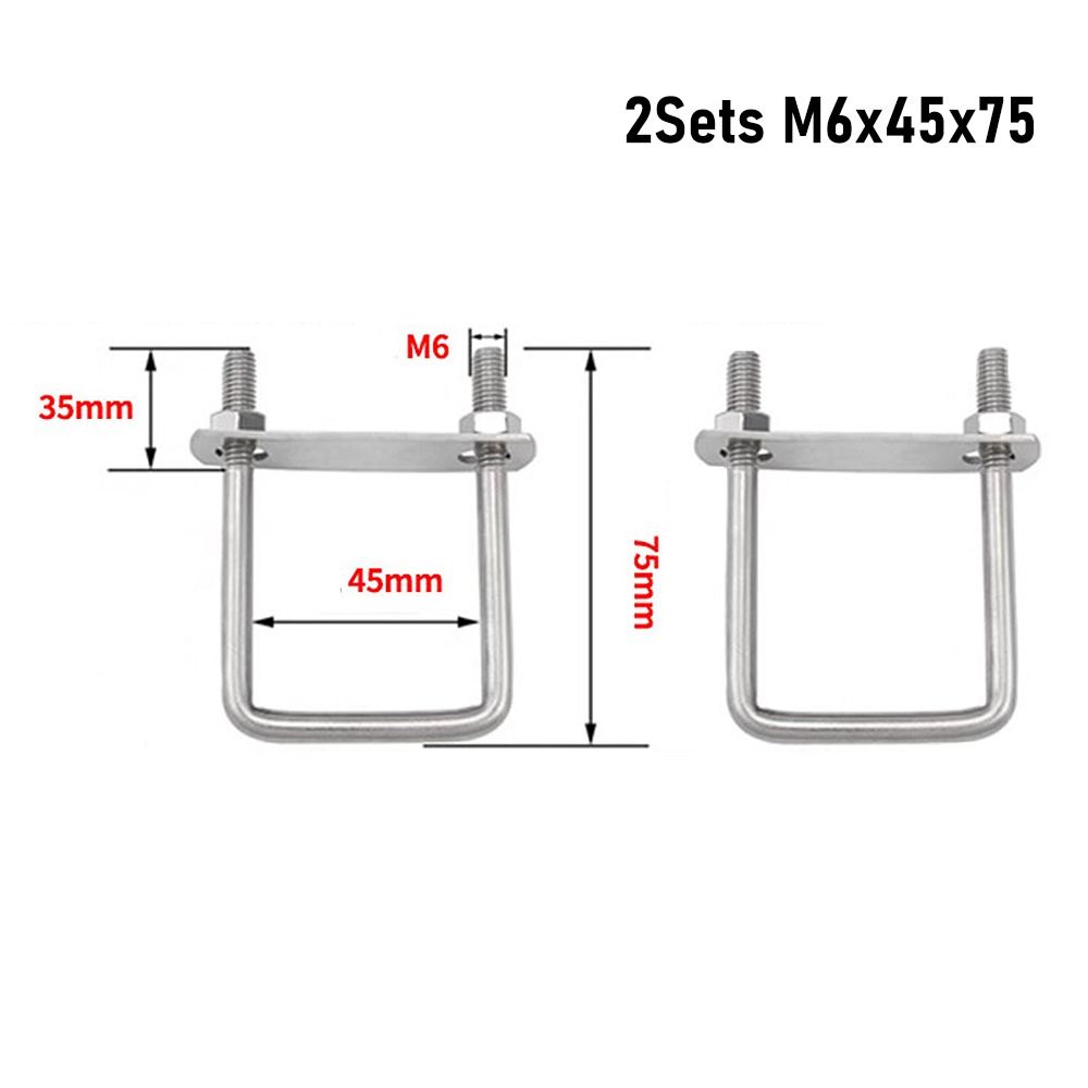 2Sets Iron Pipe U-clamp Right Angle U-bolt Squa Bolt Durable Square Clamp