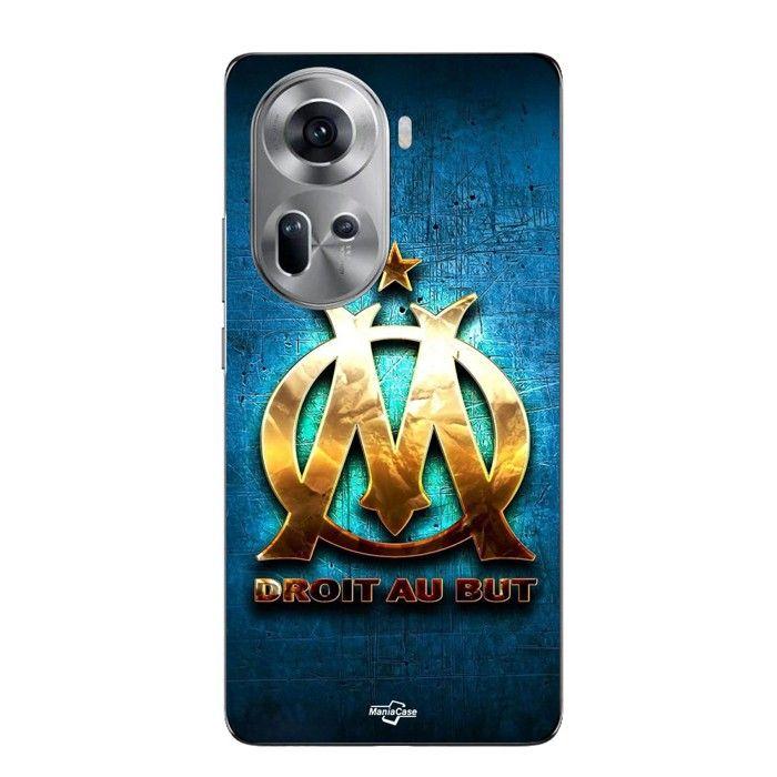 Coque Pour Oppo Reno 11 5g OM dorée brilant droit au but fond bleu Maniacase