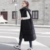 Colete feminino de inverno, acolchoado, com zíper, com capuz, ajuste solto, cintura ajustável, sem mangas, cor sólida, à prova de vento, retenção de calor